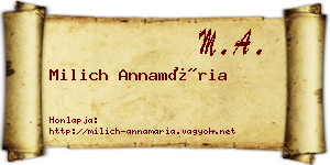 Milich Annamária névjegykártya